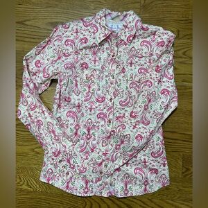 Vintage Panhandle‎ Slim Western Pearl Snap Shirt Pink Paisley Rodeo Y2K Boho